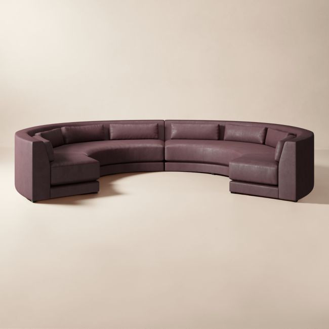 Sonora 4-Piece Modular Curved Leather Sectional | CB2