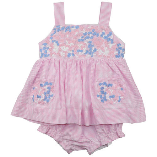 Pink Gingham Seersucker Fiesta Diaper  Set | Cecil and Lou