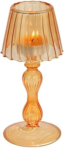 Gurfuy Desk Lamp Shaped Glass Candle Holder - Glass Hurricane Candleholder Crystal Decorative Can... | Amazon (US)