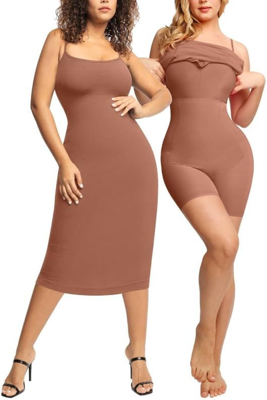 Popilush Shaper Dress Bodycon Summer Midi Dress Built in Shapewear Bra 9 in 1 Sleeveless Casual S... | Amazon (US)