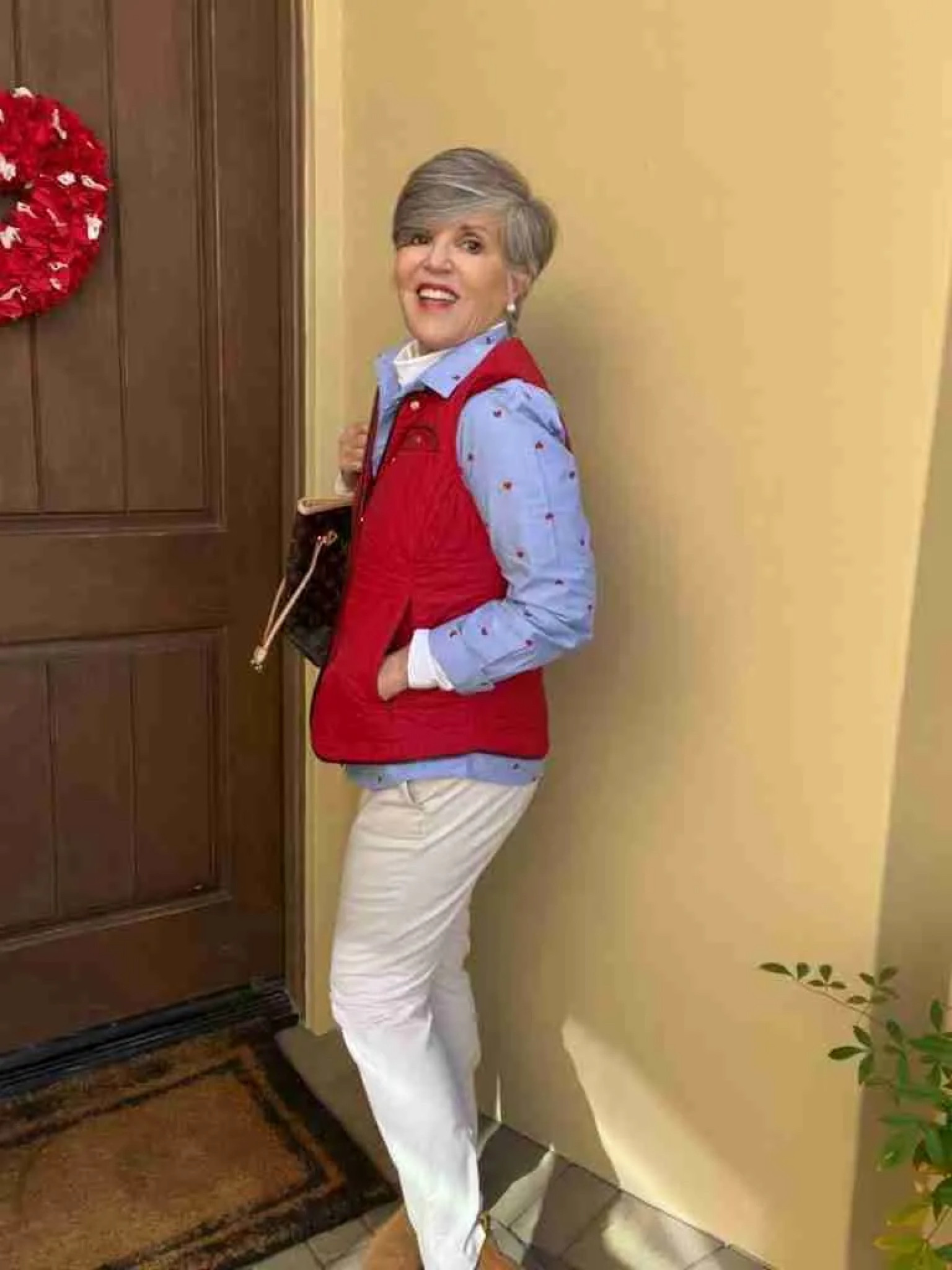 Share this with your friend who LOVES ❤️ LOVE and who ALWAYS celebrates Valentine’s Day!  This @jcrewfactory heart-print blue cotton (M) is so cute and a bit understated!  I love it and wore it with a red puffer vest, a cashmere v-neck, and over a red striped tee.  So cute!  🥰 which way is your favorite?  Tell me below ⬇️! ❤️❤️❤️❤️❤️
-Shop
1. ❤️🛍️Text me “links please” and I’ll DM them right to you!  OR
2. ❤️🛍️ Click on the link in my stories.
3. ❤️🛍️ Go to my Profile and click on the link in my Linktree to LTK to shop there.
#casualstyle #casualchic #puffervestseason #cashmeresweater #vionic #jcrewstyle #jcrewfactory #jcrewalways #jcrewaddict #leopardfashion #ltkover40

#LTKSeasonal #LTKsalealert #LTKfindsunder50