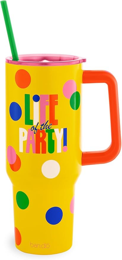 ban.do 40 Ounce Tumbler with Handle and Straw, Double Walled Insulated Tumbler, Yellow Stainless ... | Amazon (US)