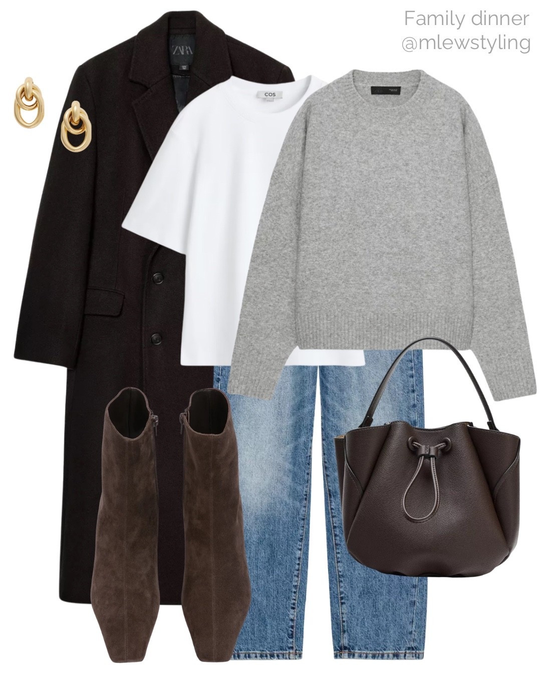 Winter to spring transitional outfit 🩶

Tags: elevated everyday outfit, new-in Zara coat, tony Bianco brown suede ankle boots, white tee, straight leg jeans, espresso brown handbag, neutral aesthetic, capsule wardrobe, family dinner 

#LTKFindsUnder100 #LTKSeasonal #LTKootd
