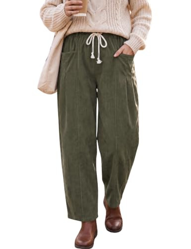 Himosyber Women's Corduroy Pants Baggy Wide Leg Harem Pants | Amazon (US)