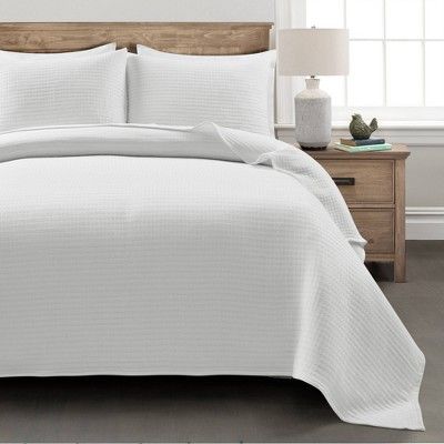 King 3pc Pickstitch Quilt White - Lush D&#233;cor | Target