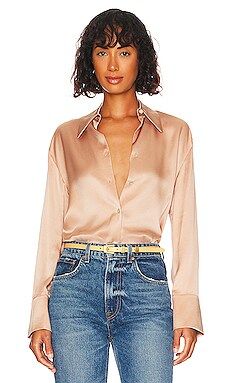 Vince Ruched Blouse in Rose Dawn from Revolve.com | Revolve Clothing (Global)