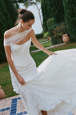 Watters Marlowe Strapless Lace Corset Wedding Gown | Anthropologie (US)