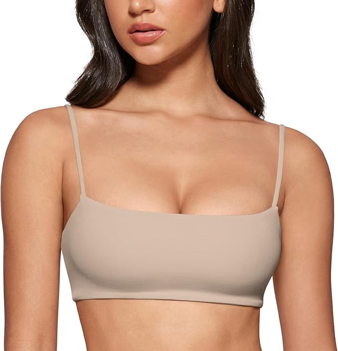 Women's Square Neck Sports Bra Spaghetti Strap Padded Cami Yoga Wireless Square Back Workout Bra ... | Amazon (US)