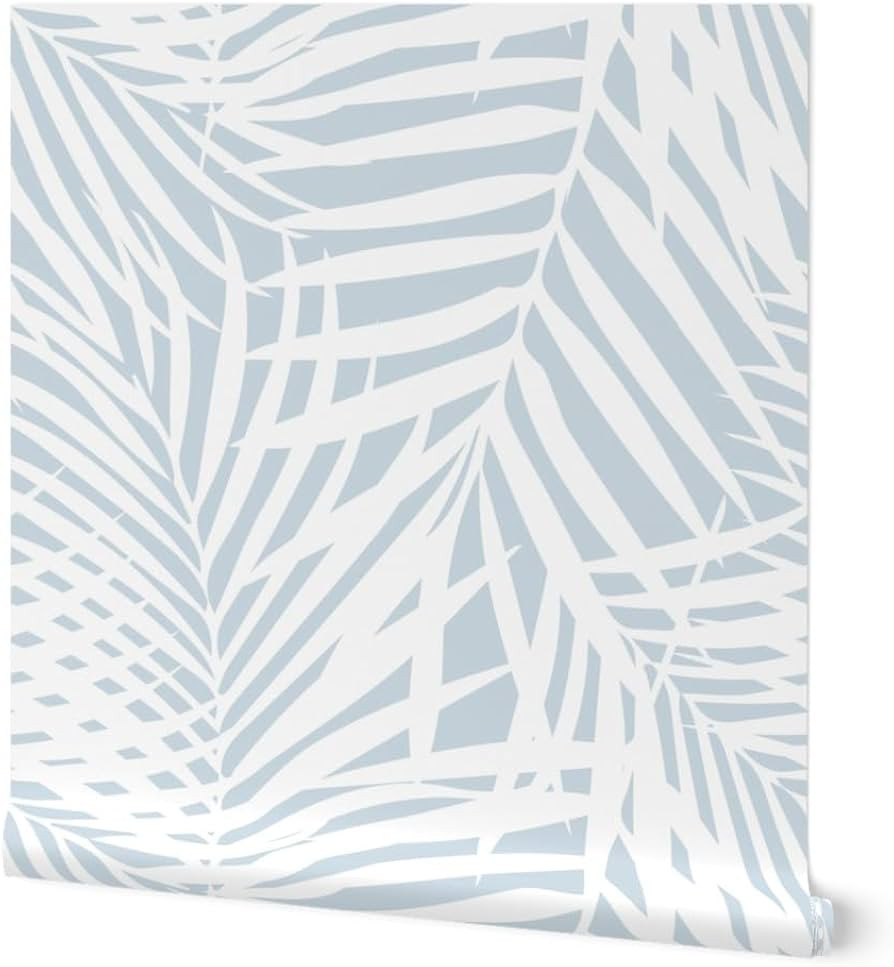 Peel & Stick Wallpaper 3ft x 2ft - Palm,Light Blue,Leaves,Palm Fronds,Summer,Tropical,sunroom,Per... | Amazon (US)