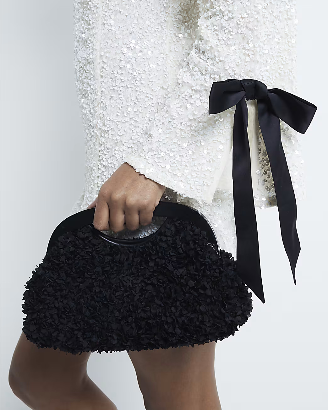 Black 3D Floral Frame Clutch Bag | River Island (UK & IE)