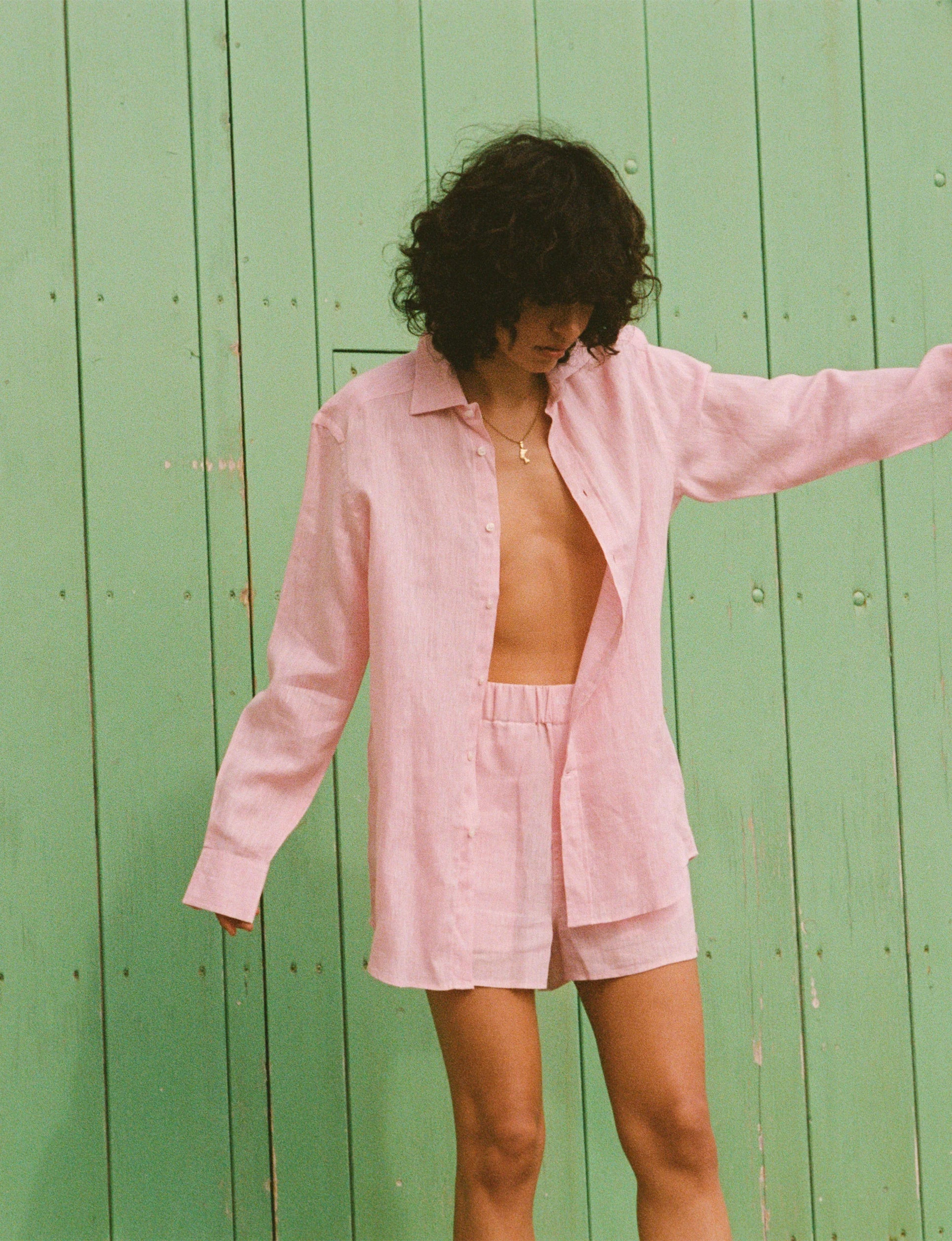 The Boyfriend: Linen, Grapefruit Pink | With Nothing Underneath