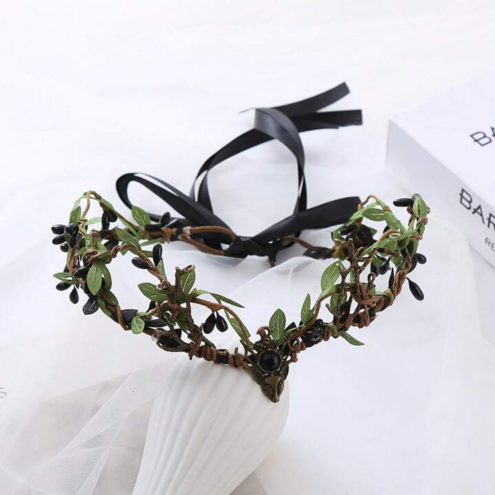 1pc Crown Forest Style Leaf Hair Band Flower Wreath Bride Bridesmaid Headpiece | SHEIN