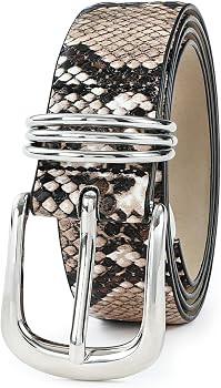 Women's Leather Belts with Gold Buckle Fashion Leather Waist Belt Elegant Ladies Belts for Jeans ... | Amazon (US)