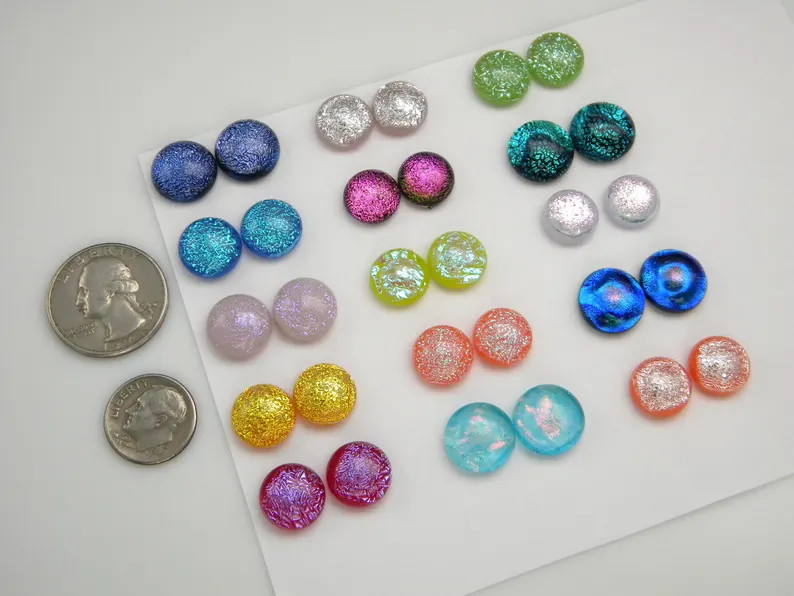 ROUND Set of 30 Dichroic Fused Glass Cabs Earrings Bracelets Cuff Links Pendant Mosaics Cabochon ... | Etsy (Global)