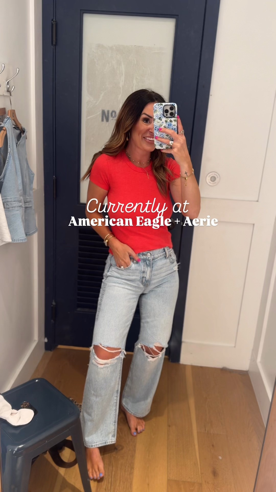 Currently at American Eagle! 

Wearing a 2 regular in the jeans, I’m 5”6 and a small in the bottoms. For the tops I did size small in all. 

#LTKSaleAlert #LTKFindsUnder50 #LTKStyleTip