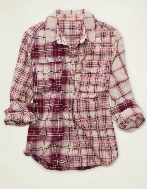 AE Throwback Flannel Button-Up Shirt | American Eagle Outfitters (US & CA)
