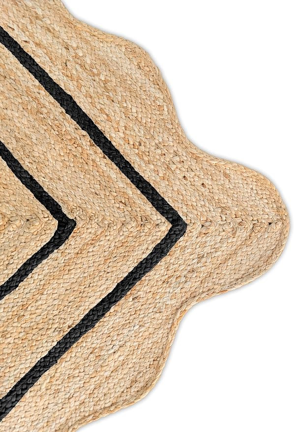 Wave Scalloped Natural Jute Rug Boho Jute Rug Entryway Runner Rug Farmhouse Scallop Rug, Black (2... | Amazon (US)