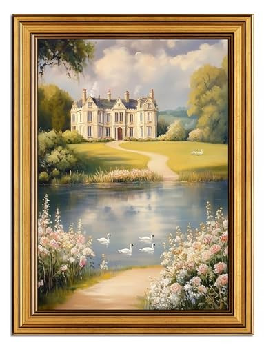 InSimSea Gold Framed Canvas Prints Wall Art, Lakeside Villa | Amazon (US)