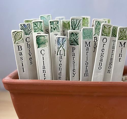 Individual Herb Garden Marker, Ceramic Garden Stakes | Amazon (US)