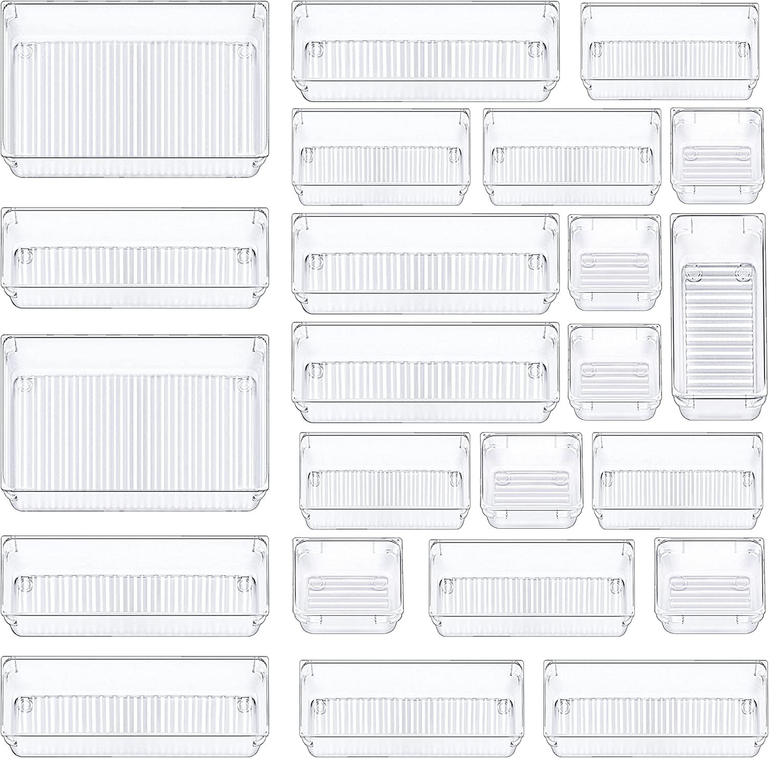 CHEFSTORY 23 PCS Clear Drawer Organizers Set, 4 Sizes Plastic Vanity Drawer Organizers and Storag... | Amazon (US)