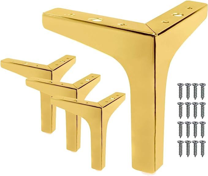 Seimneire 4pcs 7 Inch Furniture Legs, Modern Style Furniture Sofa Legs Metal Luxury Gold Triangle... | Amazon (US)