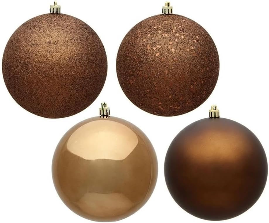 Vickerman 6" Mocha 4-Finish Ball Ornament Set. Includes 4 Ornaments per Box. | Amazon (US)
