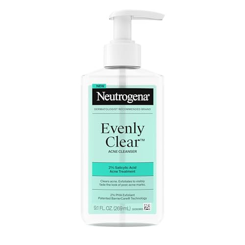 Neutrogena Evenly Clear Acne Cleanser with 2% Salicylic Acid & 2% PHA Exfoliant, Gentle Foaming Face Wash Clears Clogged Pores & Blackheads While Visibly Fading Look of Post-Acne Marks, 9.1 fl. oz | Amazon (US)