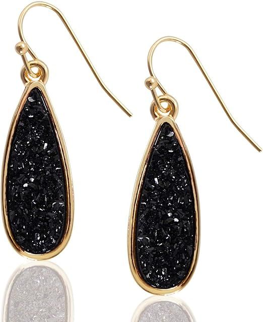 Humble Chic Teardrop Dangle Earrings for Women with Simulated Druzy Stones, in Gold, Rose Gold, o... | Amazon (US)