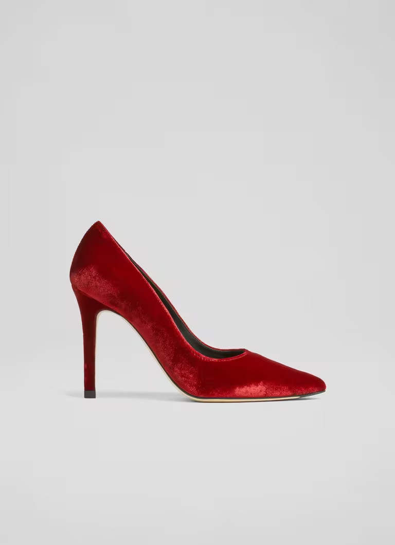 Fern Red Velvet Pointed Toe Court Shoes | L.K. Bennett (UK)
