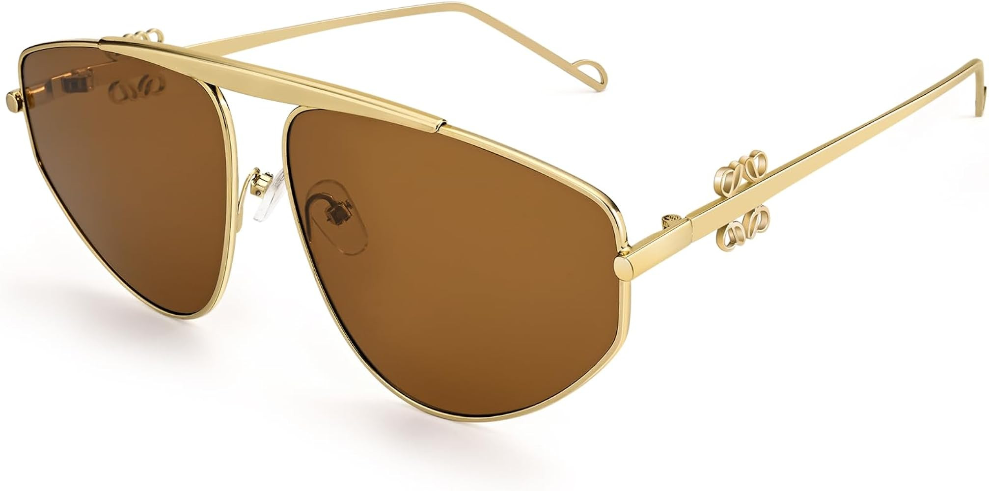 Oversized Aviator Sunglasses for Women Men Trendy Fashion Big Shades Tinted Lens Gold Metal Sun G... | Amazon (US)