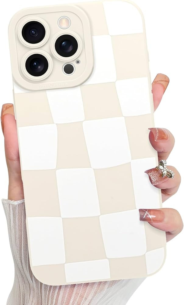 KANGHAR Compatible with iPhone 16 Pro Case, Silicone Checkered Cute Pattern, Camera Protection So... | Amazon (US)