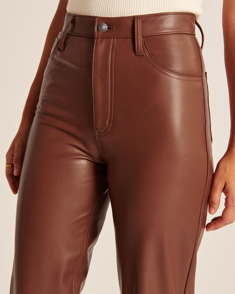 Women's Curve Love Vegan Leather 90s Straight Pants | Women's New Arrivals | Abercrombie.com | Abercrombie & Fitch (US)