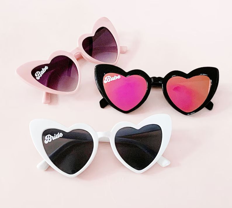 Heart Sunglasses Babe & Bride Sunglasses Bachelorette Party | Etsy | Etsy (US)
