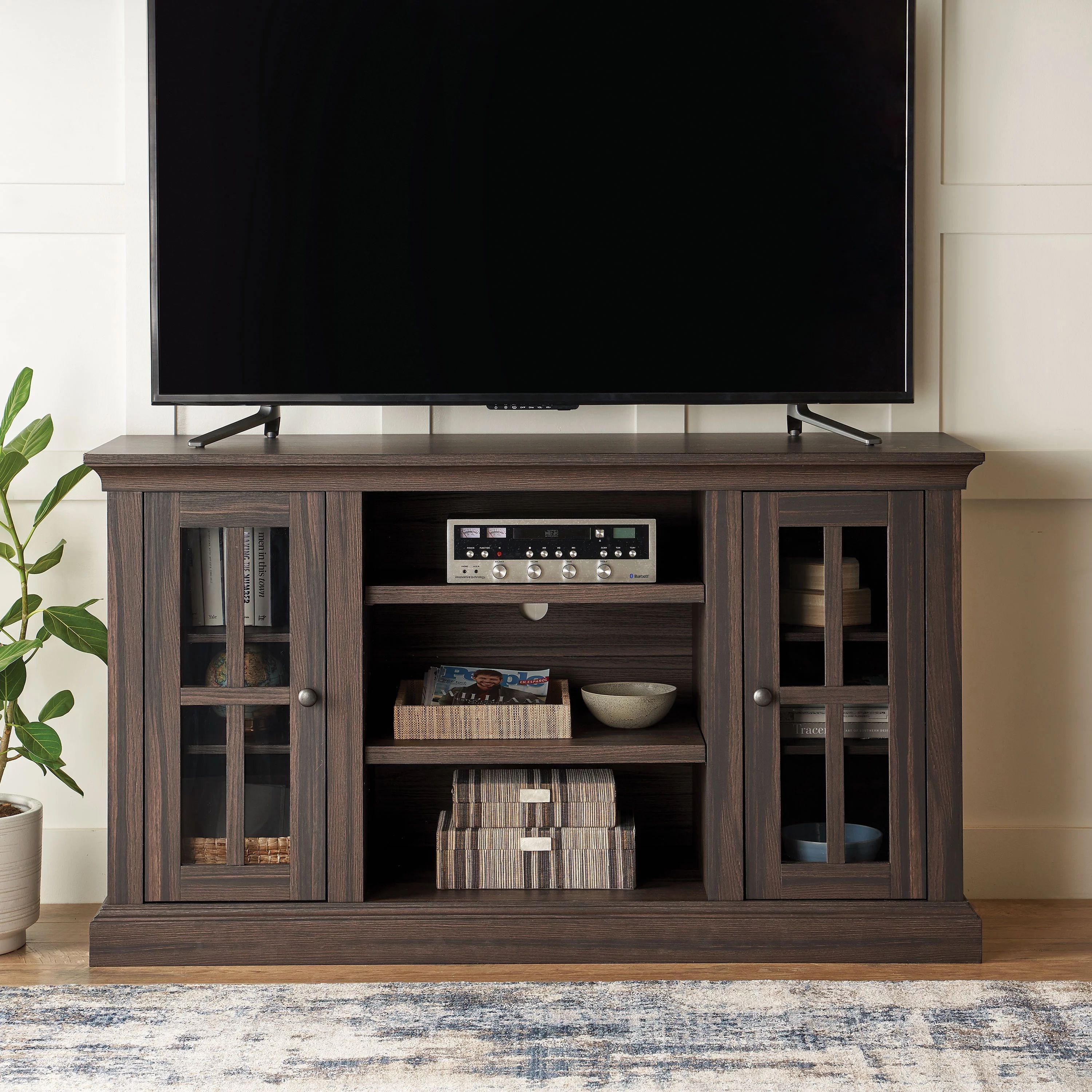 Better Homes & Gardens Canton Media Console for TVs up to 70", Tobacco Oak Finish | Walmart (US)