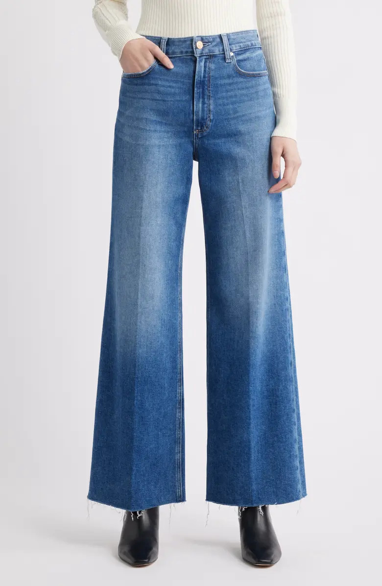PAIGE Anessa High Waist Raw Hem Wide Leg Jeans | Nordstrom | Nordstrom
