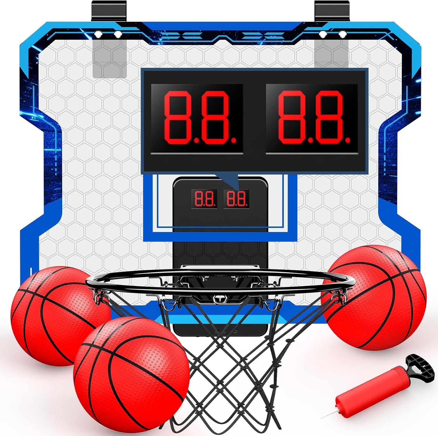 Indoor Basketball Hoop for Kids with Electronic Scoreboard, Over The Door Mini Basketball Hoop with 4 Game Modes, Breakaway Rim, 3 Balls & Pump, Basketball Toy Gift for Boys Girls Ages 6-12 | Amazon (US)