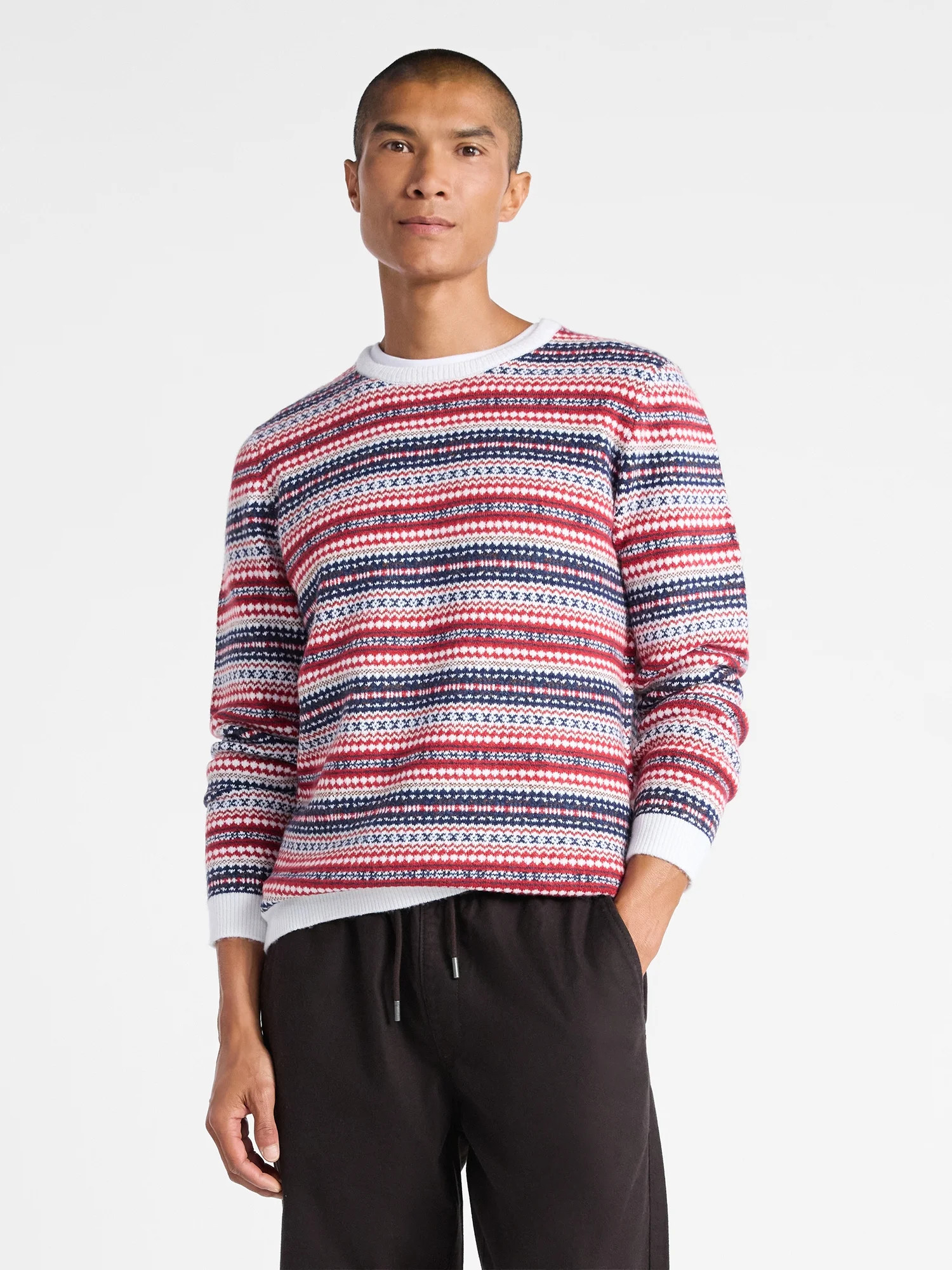 Free Assembly Men's Fair Isle Sweater with Long Sleeves, Size XS-3XL | Walmart (US)