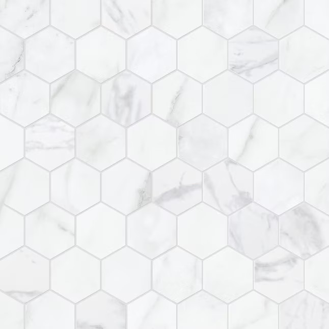 Satori Regent Carrara 12-in x 12-in Matte Porcelain Marble look Hexagon Mosaic Floor and Wall Til... | Lowe's