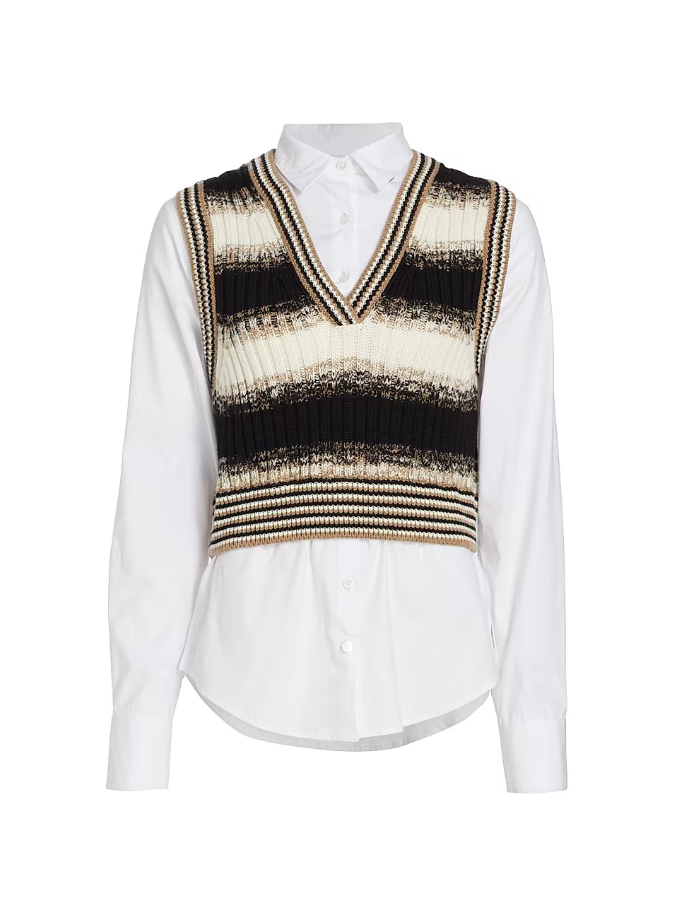 Spear Striped Wool Mixed-Media Sweater | Saks Fifth Avenue