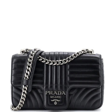 Prada Chain Flap Shoulder Bag Diagramme Quilted Leather Medium Black 3913764 | Rebag