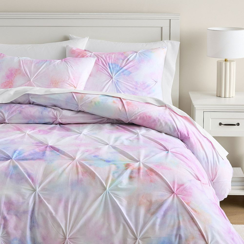 Tie-Dye Pintuck Organic Duvet Cover | Pottery Barn Teen