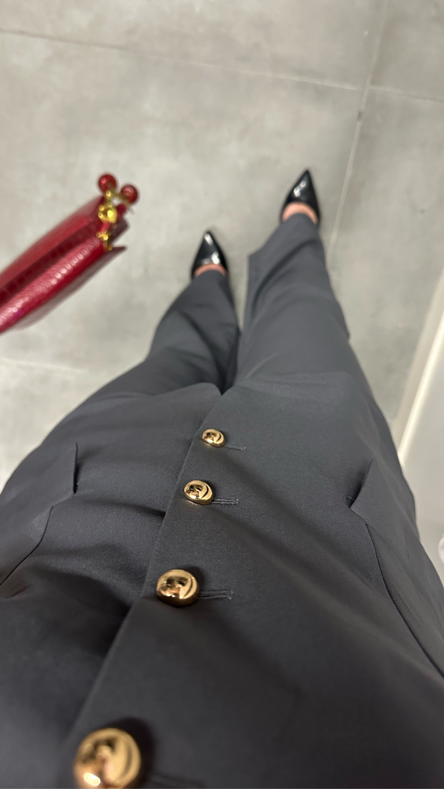 OOTD: women’s office fit
grey vest and pants set with gold button accents
Black sling back kitten heels 
Red y2k purse with cherry keychain

#LTKworkwear #LTKbeauty #LTKstyletip