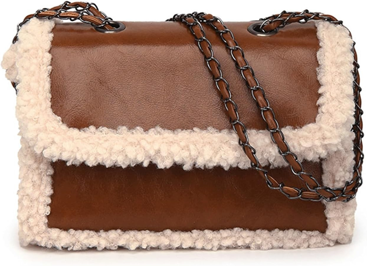 Fur Purse Fur Trim Purse Sherpa Fleece Fluffy Shoulder Bag Small Furry Fuzzy Soft Winter Fall Fla... | Amazon (US)