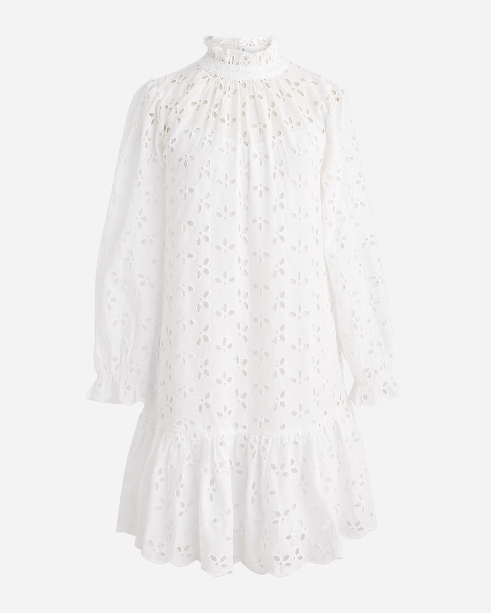 Ruffleneck mini dress in eyelet | J.Crew US