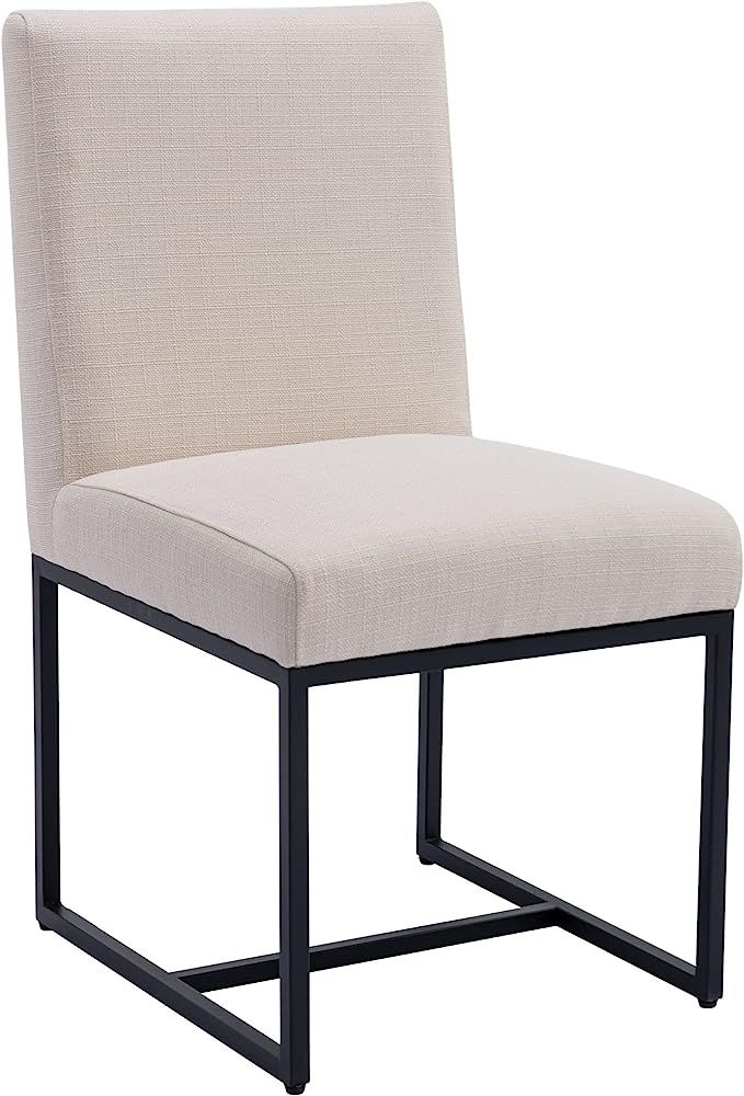 Modern Linen Dining Chair, Mid Century Dining Room Chairs Fabric Upholstered Armless Chair with B... | Amazon (US)