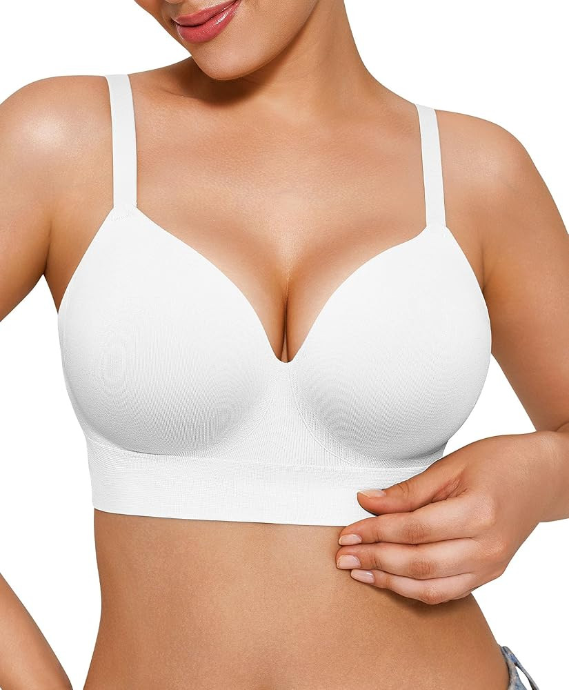 Popilush Bras for Women No Underwire Supportive Push Up Bralettes Wireless Full Coverage Plus Siz... | Amazon (US)