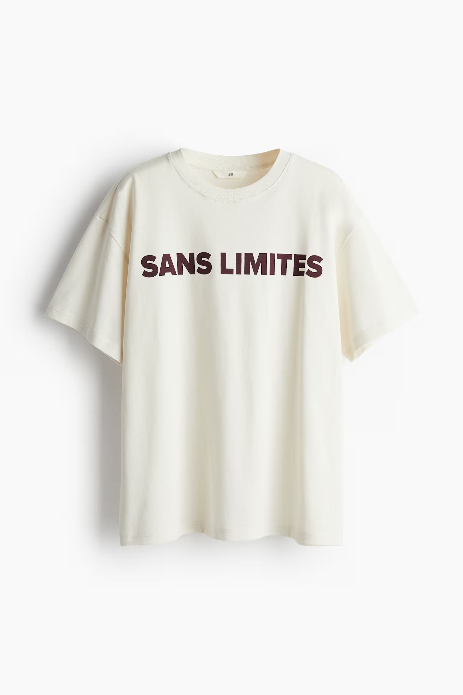 Printed T-shirt - Round neck - Short sleeve - Cream/Sans Limites - Ladies | H&M GB | H&M (UK, MY, IN, SG, PH, TW, HK)