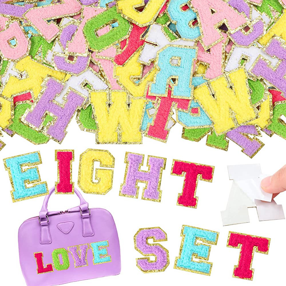 208 Pcs Self Adhesive Letters Patches Chenille Patches Letters A-Z Preppy Patches on Stony Clover... | Amazon (US)