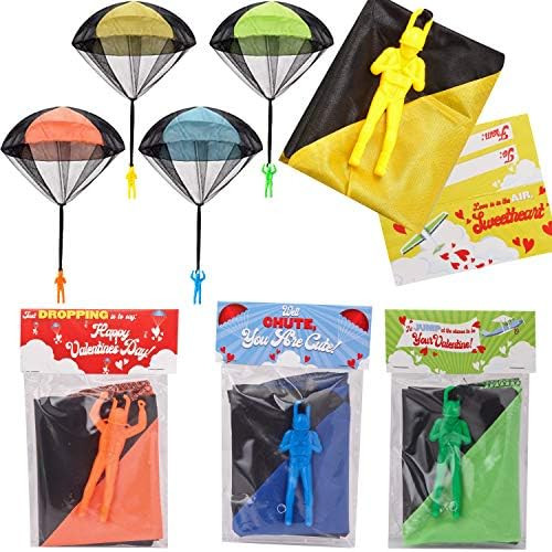 JOYIN 28 Pack Valentines Day Gift Cards with Parachute Toys in 4 Colors for Kids Party Favor, Cla... | Amazon (US)