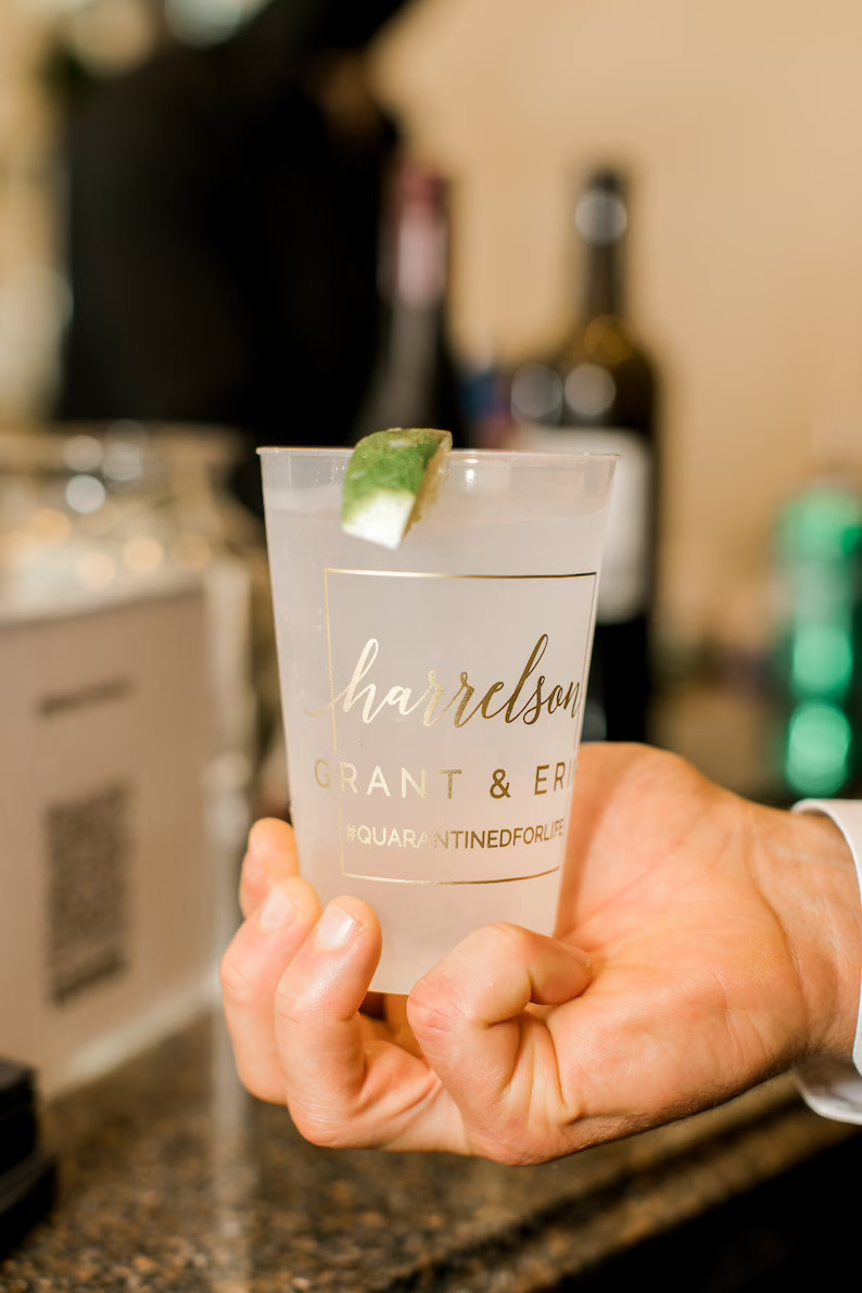 Custom Wedding Reception Bar Frosted Cups, Personalized Shatterproof Cups, Modern Wedding Decor, ... | Etsy (US)